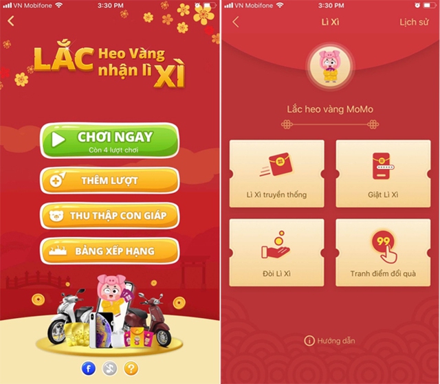 lì xì bằng app điện tử